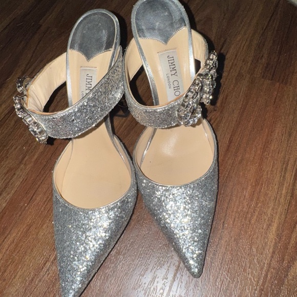 Jimmy Choo Silver Glitter Heels with Ankle Strap SOLD OUT and FREE SHIPPING! - Picture 3 of 14